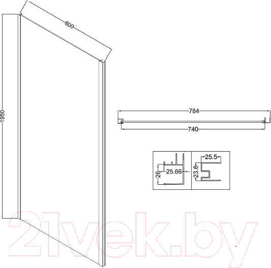 Душевая стенка Niagara Nova NG-A80GR-34 80х195