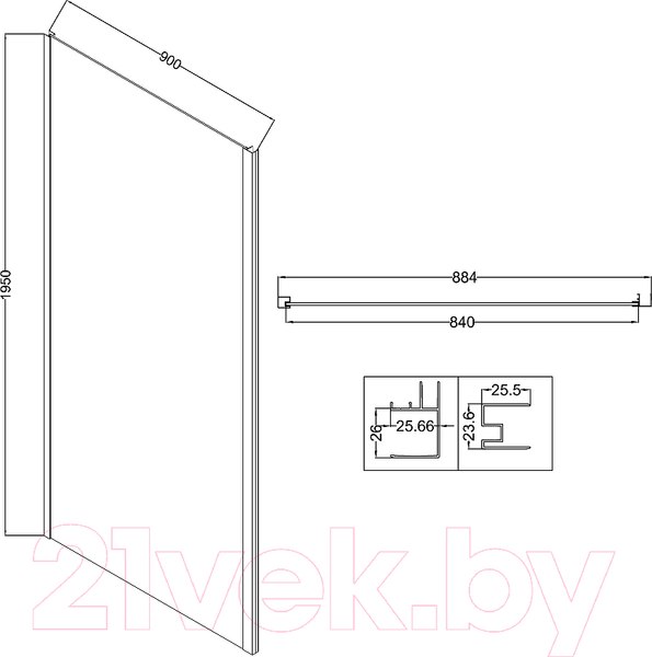 Душевая стенка Niagara Nova NG-A90GR-34 90х195