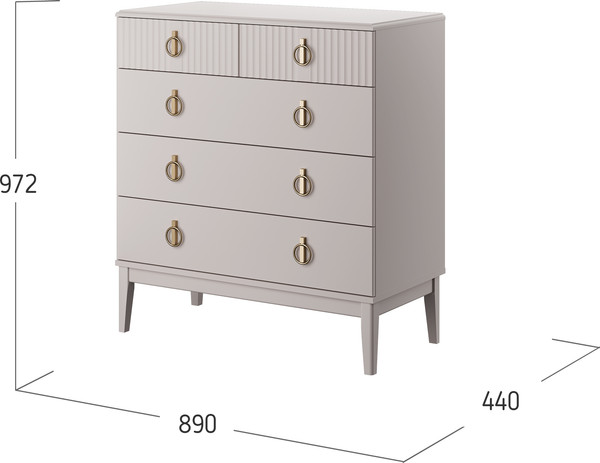 Комод Bravo Мебель Фарго (890) 5 ящиков (3 бол.+2 мал.)