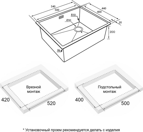 Мойка кухонная Paulmark PM885444-LG