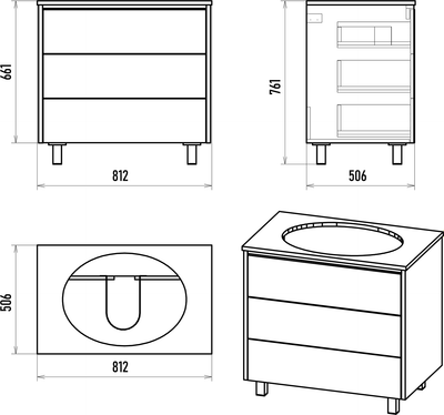 Тумба с умывальником Brevita Elche 80 / ELC-0080-0302Я+0116