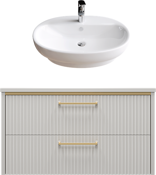 Тумба с умывальником Brevita Elche 80 / ELC-01080-0502Я+0116 - фото