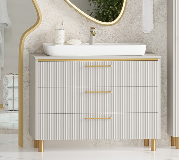 Тумба с умывальником Brevita Elche 100 / ELC-0100-0302Я+0117 - фото