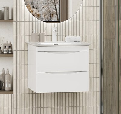 Тумба с умывальником Misty Мираж 60 / П-Мир-01060-011П2Я+RCW-140260WH - фото