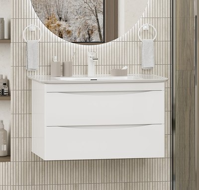 Тумба с умывальником Misty Мираж 80 / П-Мир-01080-011П2Я+RCW-140280WH - фото