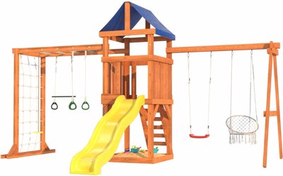 Игровой комплекс National Tree Company Fun Land с сеткой, рукоходом и качелями / ДКПМ-1 - фото
