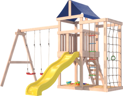 Игровой комплекс National Tree Company Fun Land для улицы и дачи с сеткой, стенкой и качелями / ДНПМ-6 - фото
