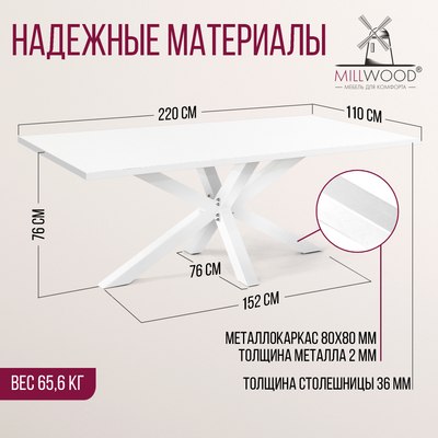 Обеденный стол Millwood Кейптаун 220x110x75
