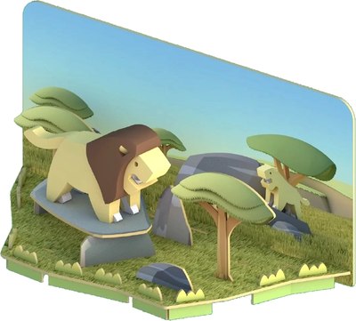 Игрушка-конструктор Halftoys Animal Лев с диорамой HA001 - фото