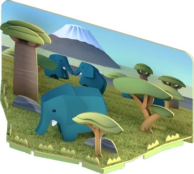 Игрушка-конструктор Halftoys Animal Слон с диорамой HA004 - фото