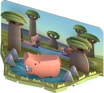 Игрушка-конструктор Halftoys Animal Бегемот с диорамой HA005 - фото