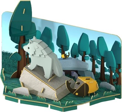 Игрушка-конструктор Halftoys Animal Волк с диорамой HA007 - фото