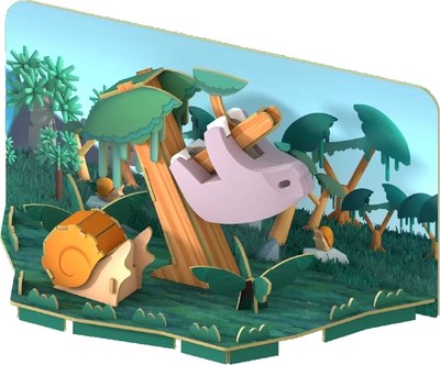 Игрушка-конструктор Halftoys Animal Ленивец с диорамой HA009 - фото