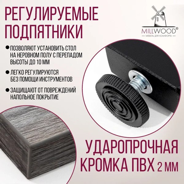 Обеденный стол Millwood Лофт Уэльс Л 160x80х75