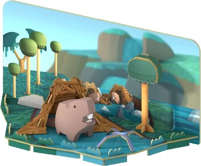 Игрушка-конструктор Halftoys Animal Бобр с диорамой HA011 - фото