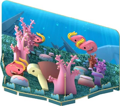 Игрушка-конструктор Halftoys Ocean Зеленая черепаха с диорамой HO003 - фото