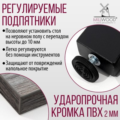 Обеденный стол Millwood Шанхай Л18 100x70х75