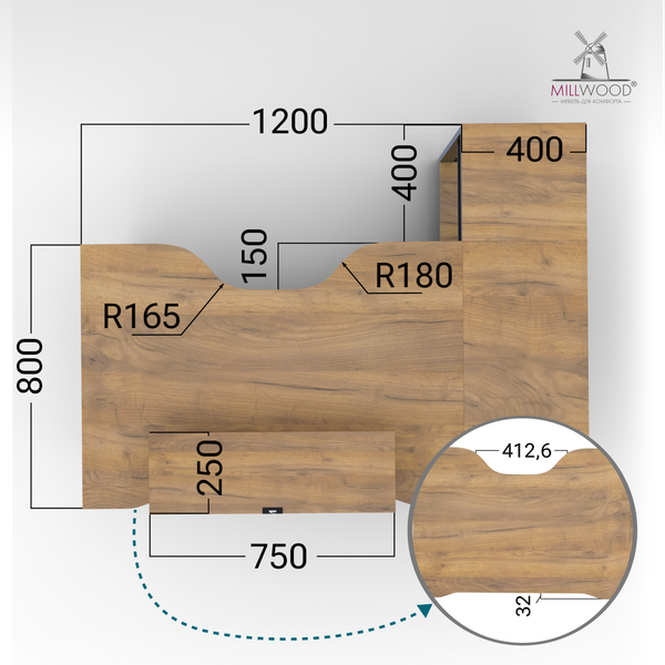 Компьютерный стол Millwood Каир Угловой 160x120х93.05