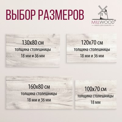 Обеденный стол Millwood Лофт Прага Л 120x70x75