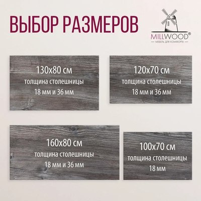 Обеденный стол Millwood Лофт Прага Л 160x80x75