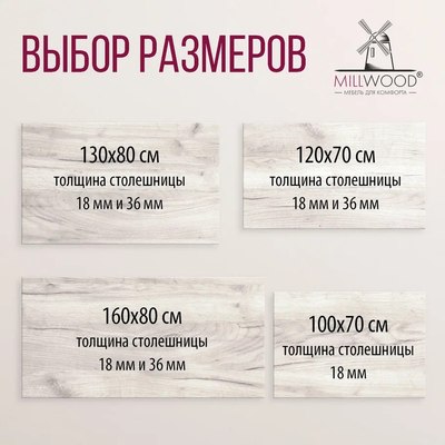Обеденный стол Millwood Лофт Прага Л 160x80x75