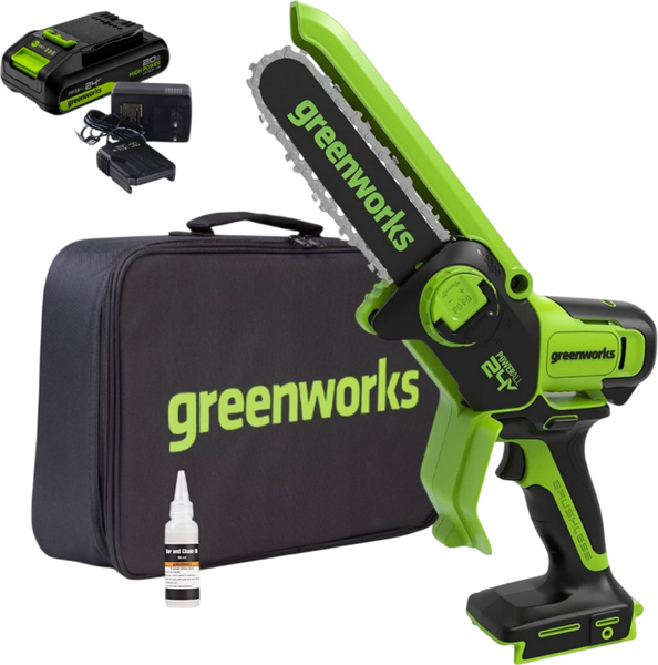 Пила цепная аккумуляторная Greenworks GD24CSMNX бесщеточная 24V 15см / 2008707UA - фото