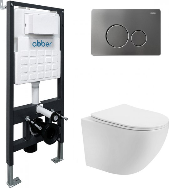 Унитаз подвесной с инсталляцией Abber Bequem AC1100T-AC0105-AC0121NG - фото