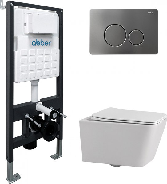 Унитаз подвесной с инсталляцией Abber Rechteck AC1201-AC0105-AC0121NG - фото