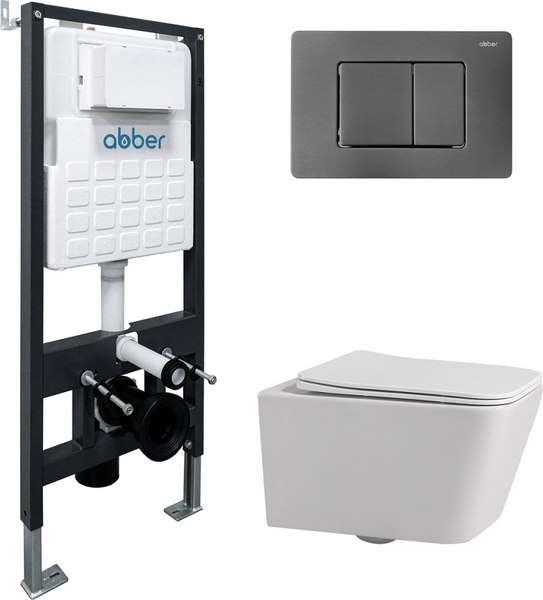 Унитаз подвесной с инсталляцией Abber Rechteck AC1201-AC0105-AC0120NG - фото