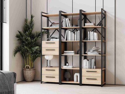 Стеллаж Мебельград Бонн + 2 комплекта полок + 1 модуль с ящиком