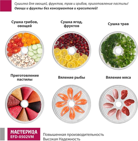 Сушилка для овощей и фруктов Мастерица EFD-0502VM