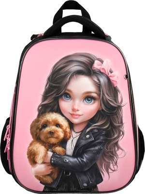 Школьный рюкзак Феникс+ Брюнетка с собачкой / 68240 - фото