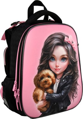 Школьный рюкзак Феникс+ Брюнетка с собачкой / 68240