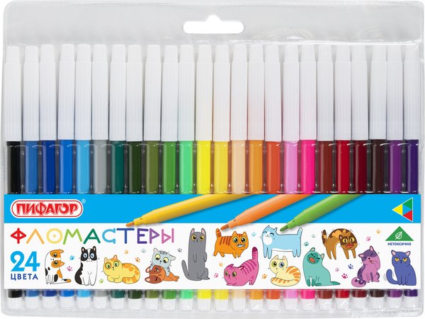 Фломастеры Пифагор Веселые питомцы / 152454 - фото