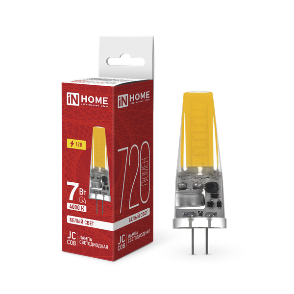 Лампа INhome LED-JC-COB 7Вт 12В G4 4000К 720Лм / 4690612060286 - фото