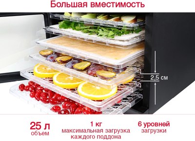 Сушилка для овощей и фруктов Oursson DR60102D/BL