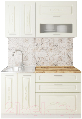 Готовая кухня Артём-Мебель Адель со стеклом МДФ 1.4м - фото