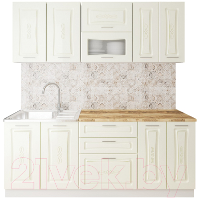 Готовая кухня Артём-Мебель Адель со стеклом МДФ 2.0м - фото