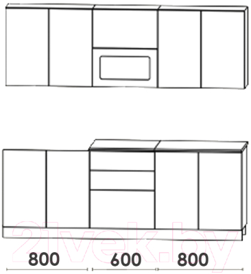 Кухонный гарнитур Артём-Мебель Адель со стеклом МДФ 2.2м (жемчуг матовый текстурный)