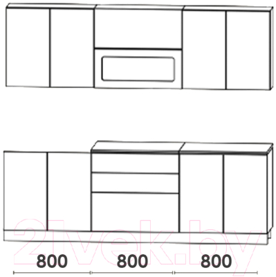 Кухонный гарнитур Артём-Мебель Адель со стеклом МДФ 2.4м (жемчуг матовый текстурный)