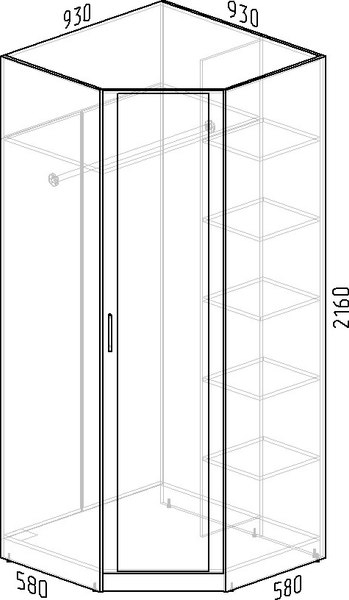 Шкаф Интермебель Марсель 1 зеркало / МР-10