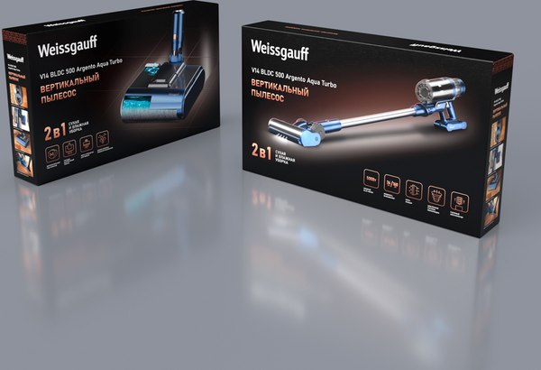 Вертикальный пылесос Weissgauff V14 BLDC 500 Argento Aqua Turbo