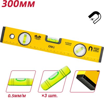 Уровень строительный Deli Пузырьковый / EDL290300