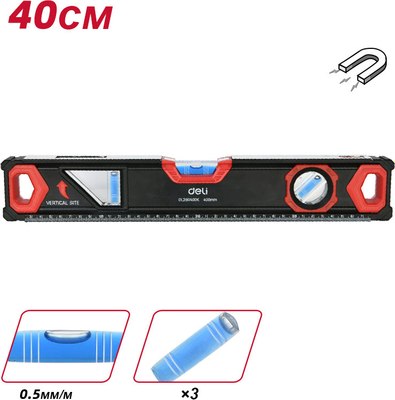 Уровень строительный Deli Пузырьковый / EDL290400K