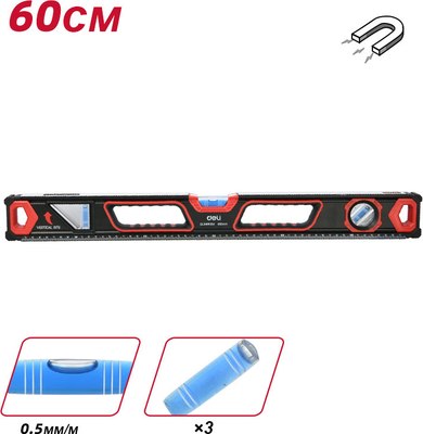 Уровень строительный Deli Пузырьковый / EDL290600K