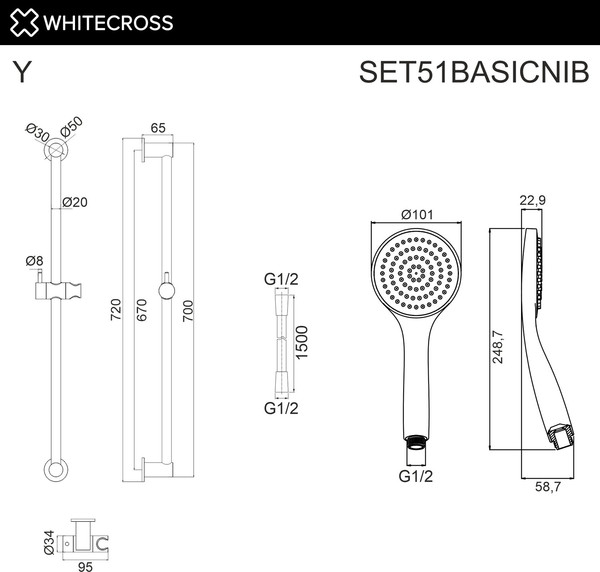 Душевой гарнитур Whitecross SET51BASICNIB