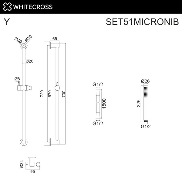 Душевой гарнитур Whitecross SET51MICRONIB