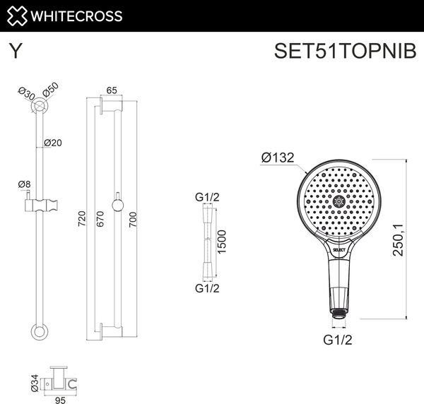 Душевой гарнитур Whitecross SET51TOPNIB