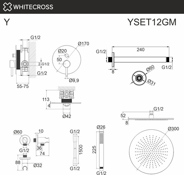 Душевая система со смесителем Whitecross Y YSET12GM
