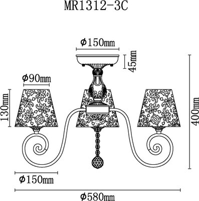 Люстра MyFar Luna MR1312-3C